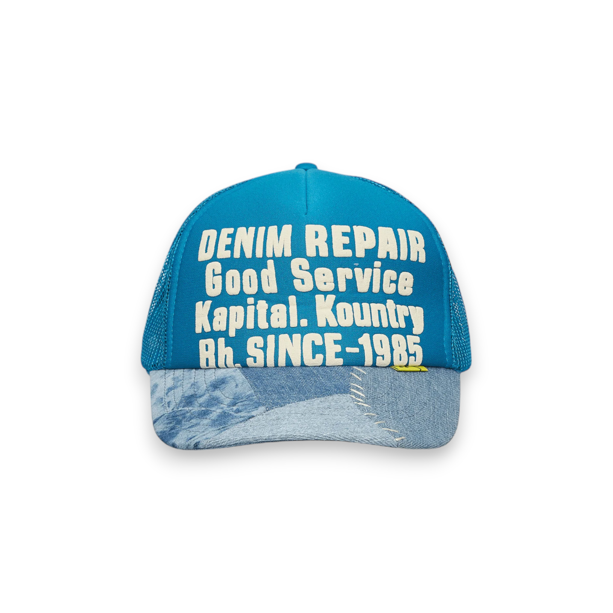 Kapital Denim Repair Service Denim Reconstructed Cap 'Turquoise': Authentic  Patchwork Art | SKU KR2208XH05