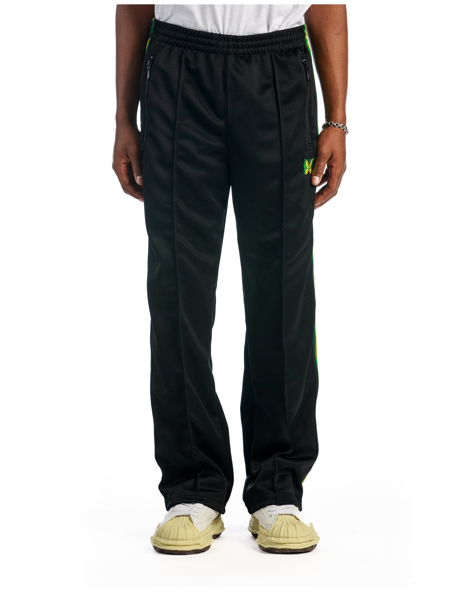 Needles Track Pants Poly Smooth 'Black/Green/Yellow' Exclusive