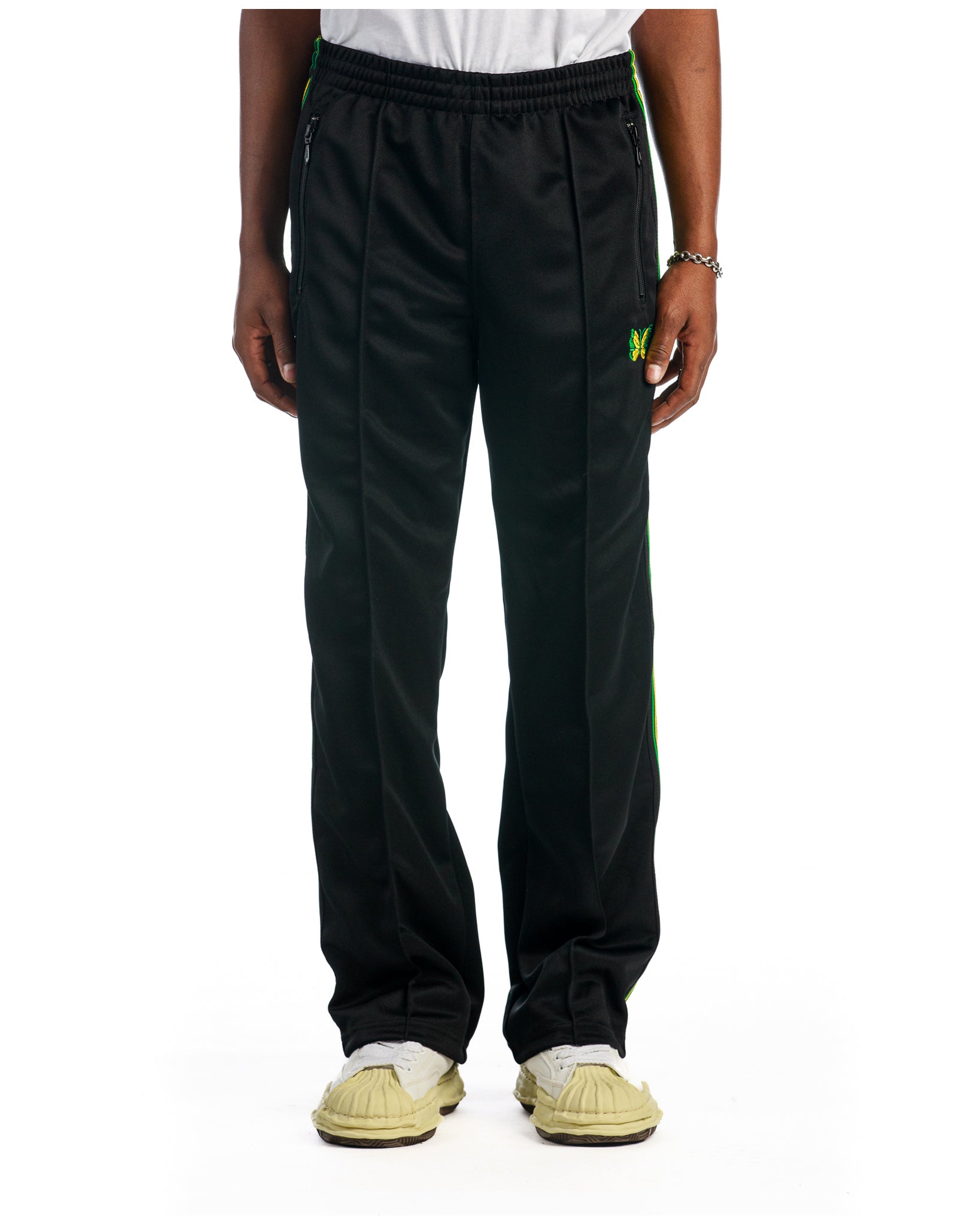 Needles Track Pants Poly Smooth Black Green Yellow Exclusive