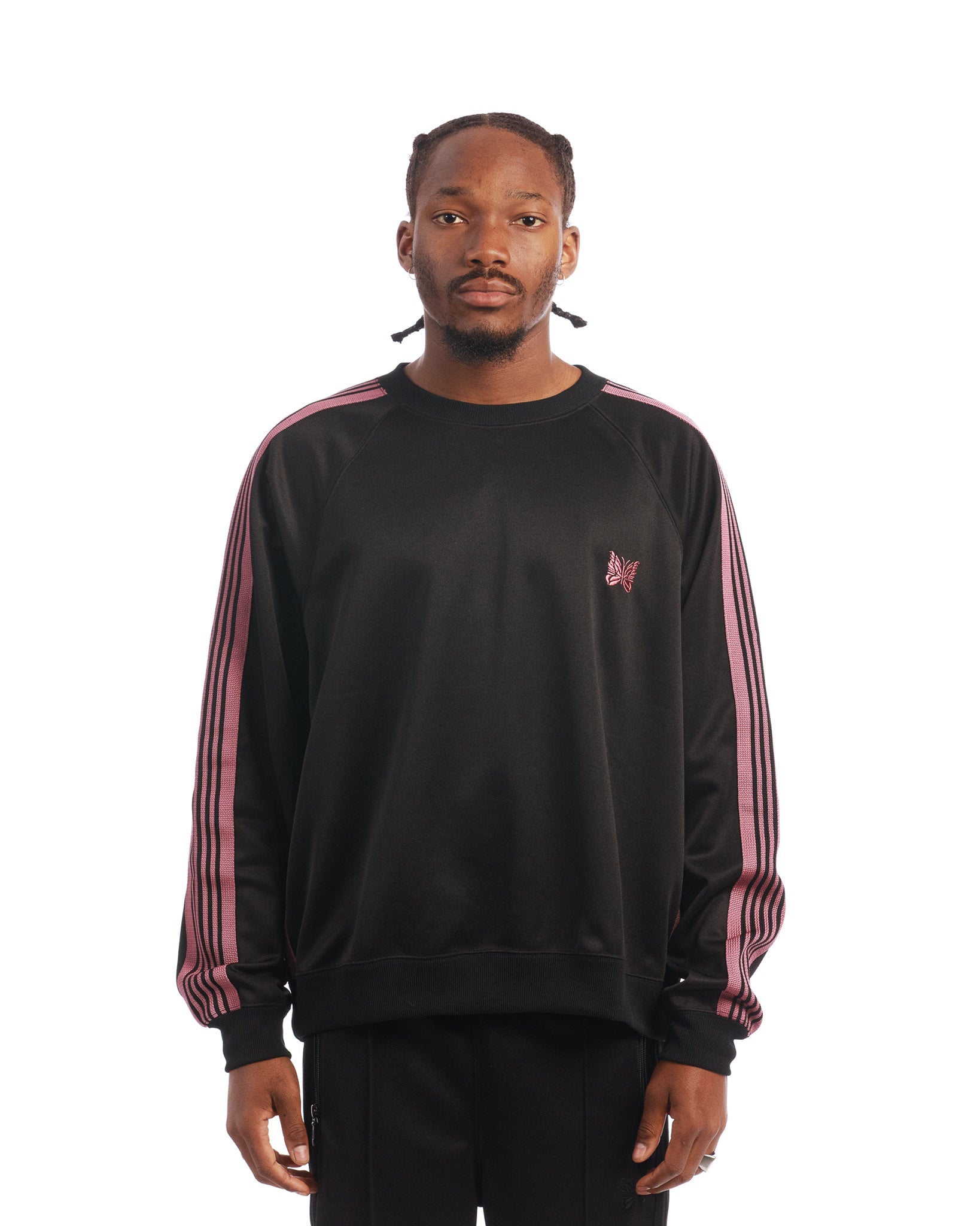 Needles Poly Smooth Track Crewneck Sweatshirt 'Black/Pink'