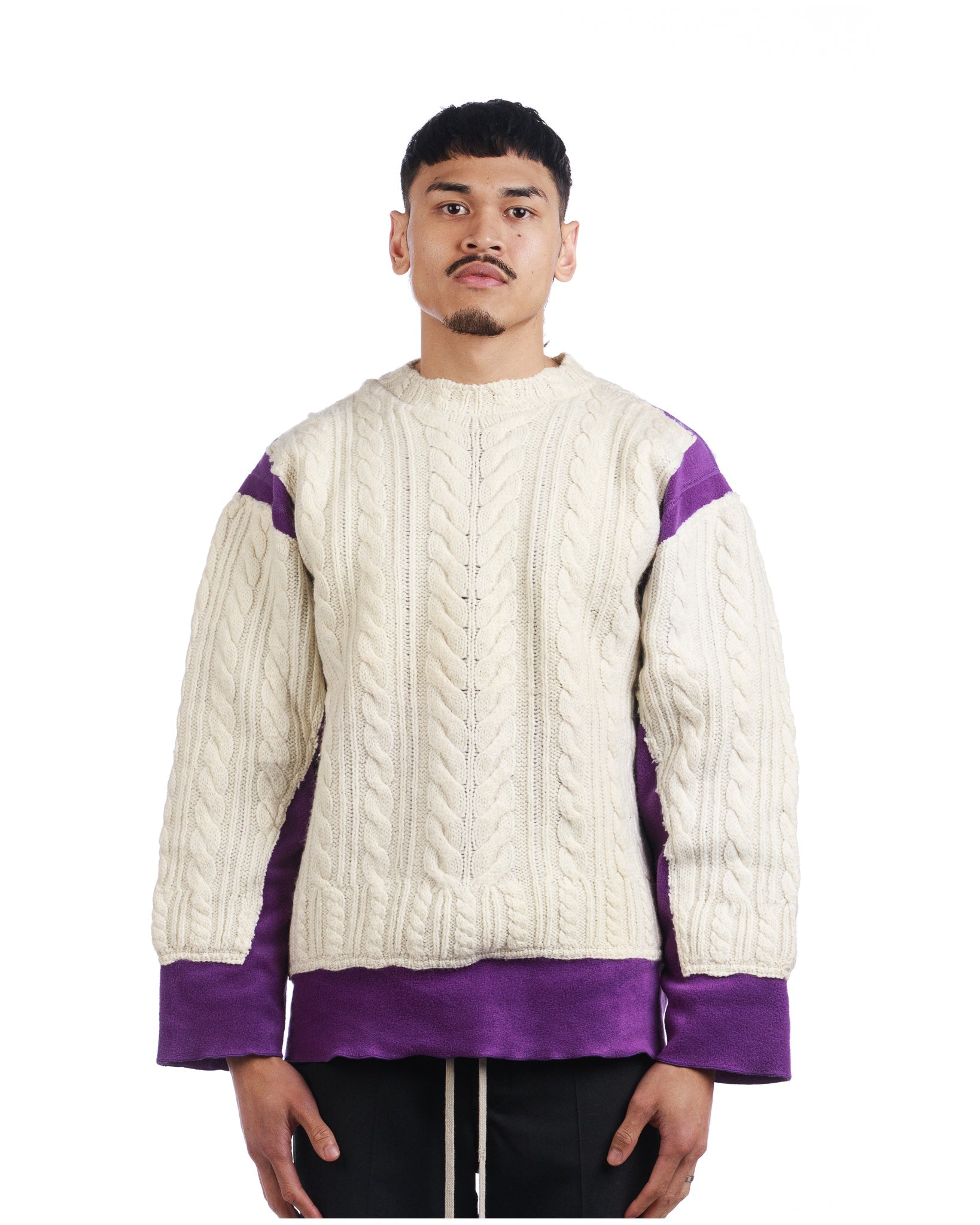 Elevate Your Style with Rebuild By Needles Fisherman Sweater 'White/Purple'  - Exclusive in Australia – The Gallery Boutique