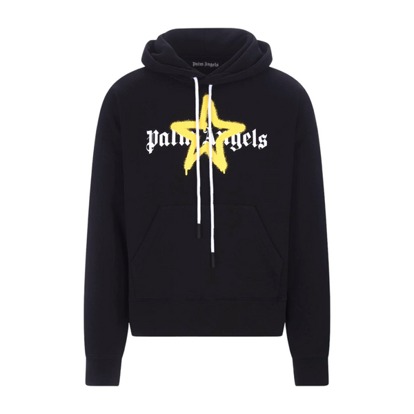 Palm Angels Star Sprayed Hoodie Black/Yellow