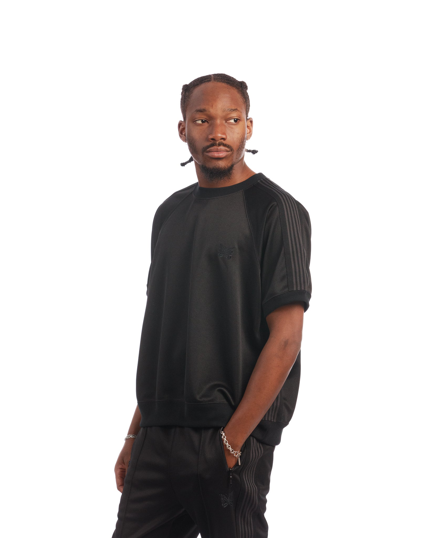 Needles Poly Smooth Track Crewneck Shirt 'Black/Black'