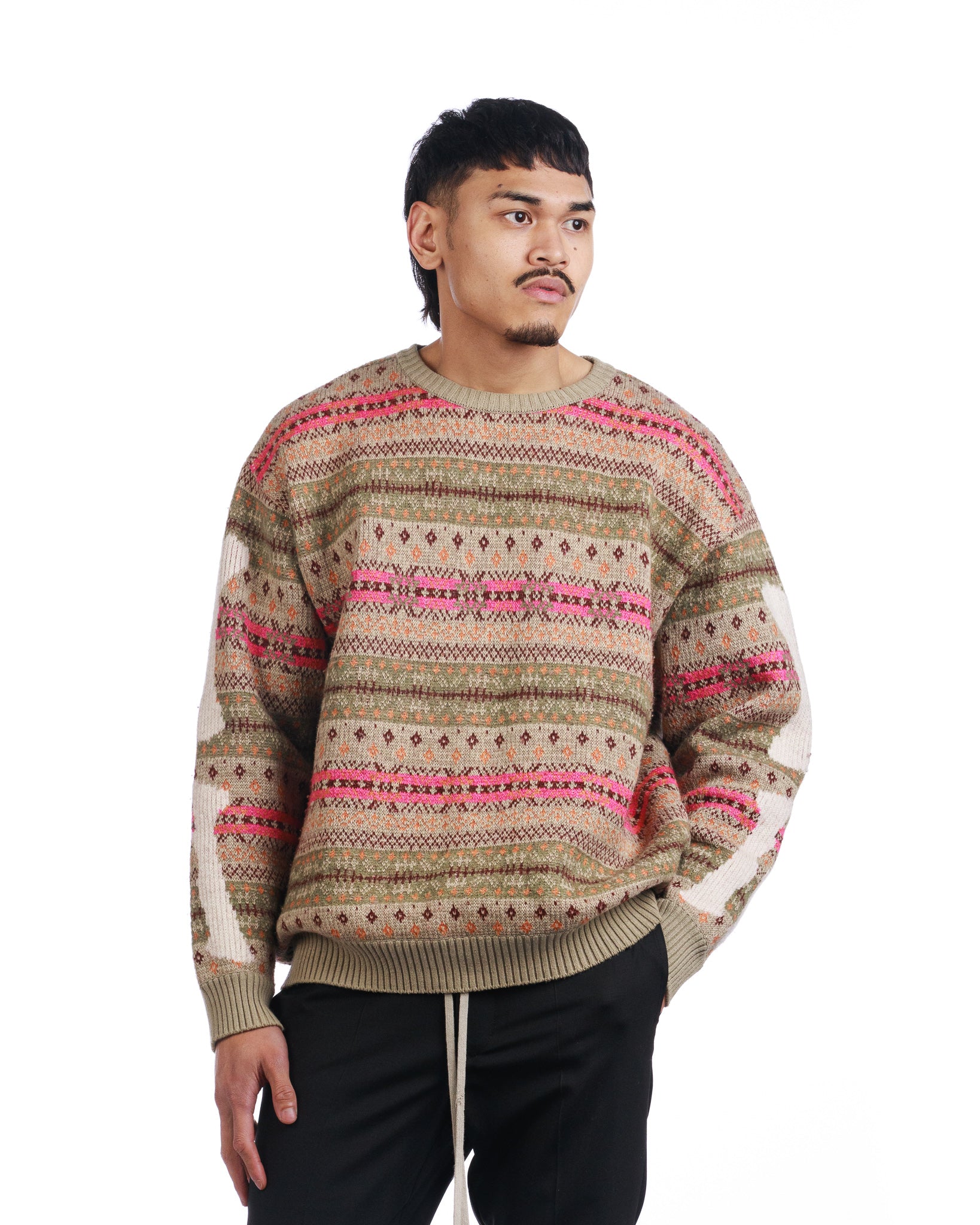 Kapital 7G Fair Isle Bone Wool Sweater ‘Beige’