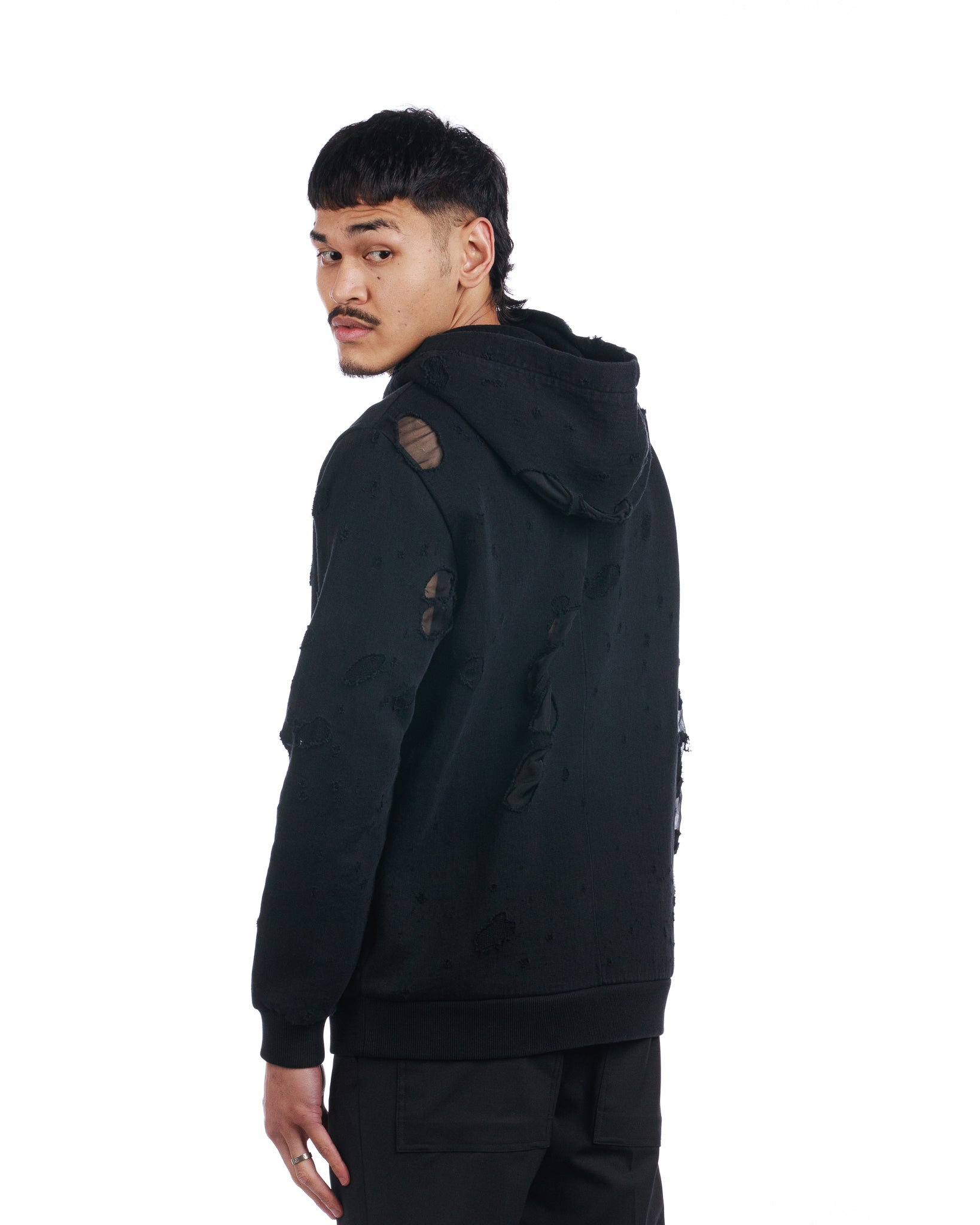 Givenchy black hot sale ripped hoodie