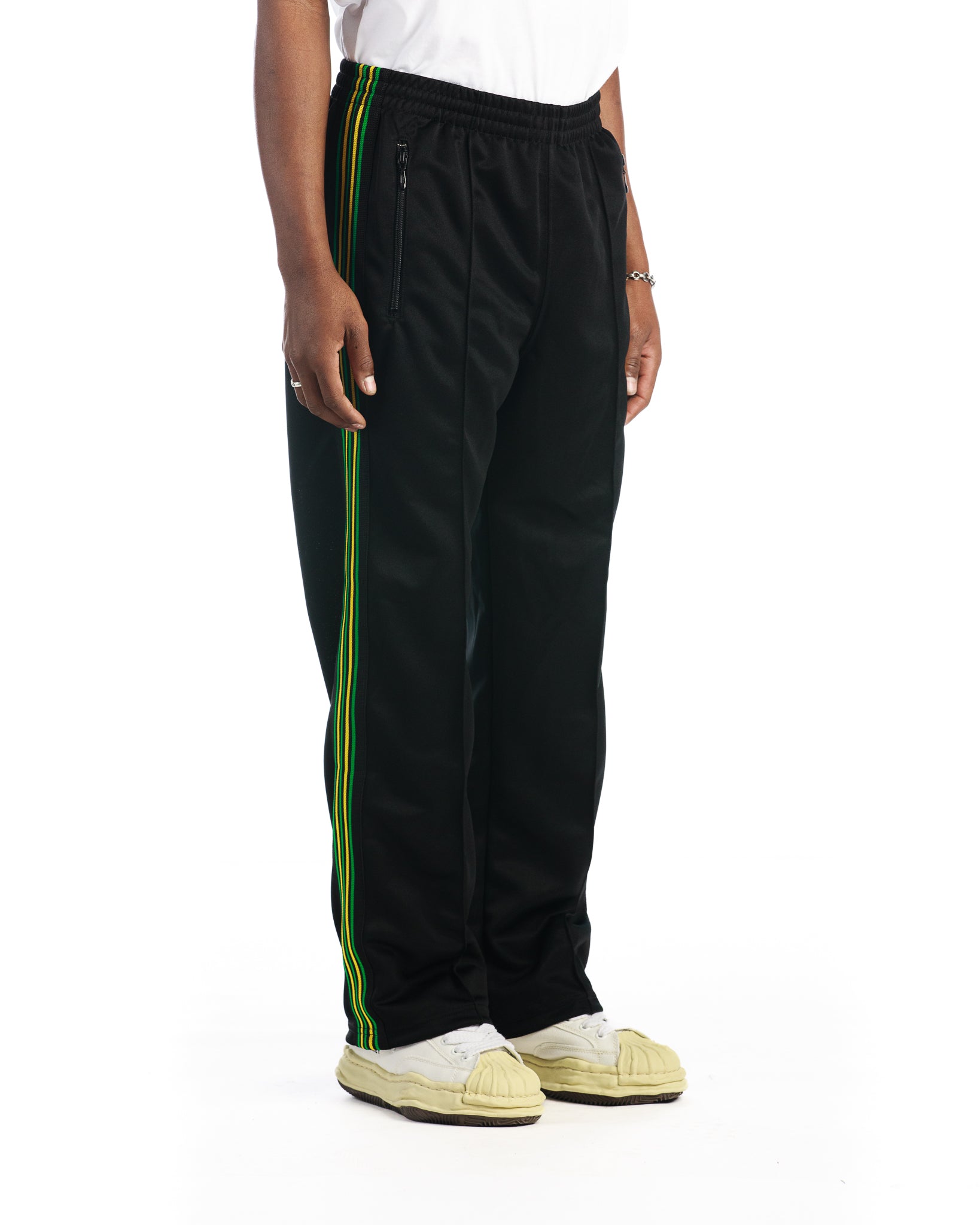 Needles Track Pants Poly Smooth 'Black/Green/Yellow' Exclusive