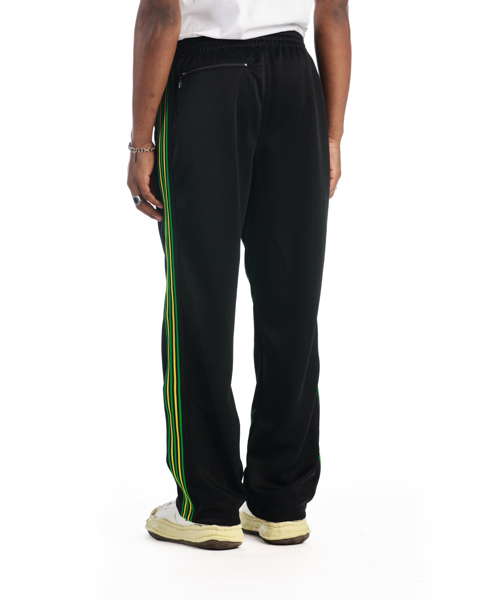 Needles Track Pants Poly Smooth 'Black/Green/Yellow' Exclusive